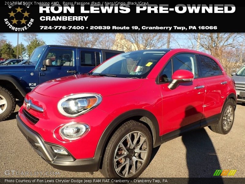 Rosso Passione (Red) / Nero/Grigio (Black/Gray) 2017 Fiat 500X Trekking AWD