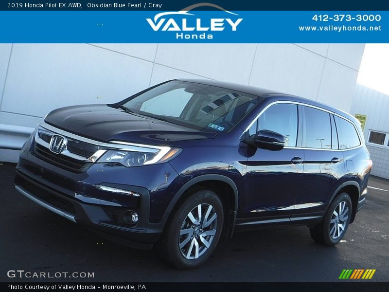 Obsidian Blue Pearl / Gray 2019 Honda Pilot EX AWD