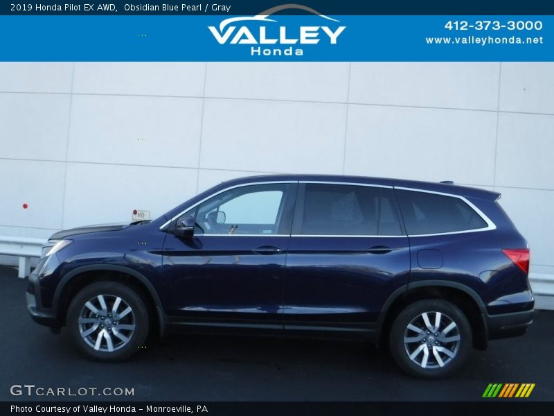 Obsidian Blue Pearl / Gray 2019 Honda Pilot EX AWD