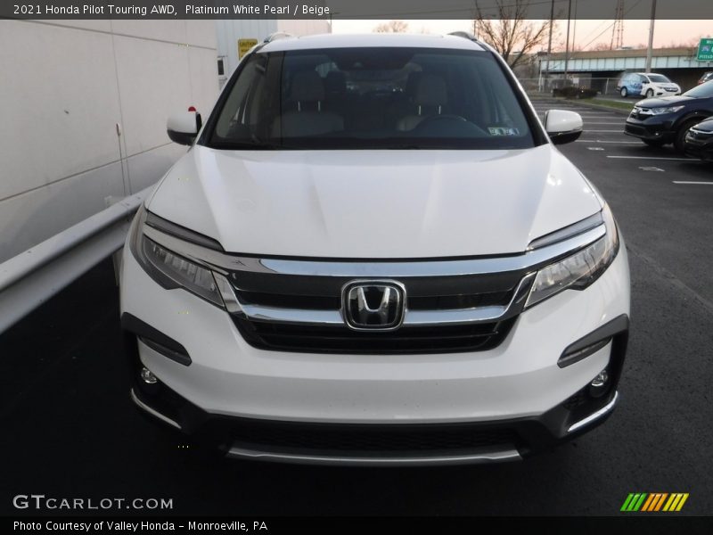 Platinum White Pearl / Beige 2021 Honda Pilot Touring AWD