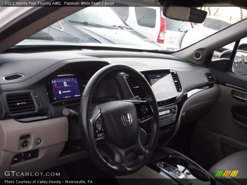 Platinum White Pearl / Beige 2021 Honda Pilot Touring AWD