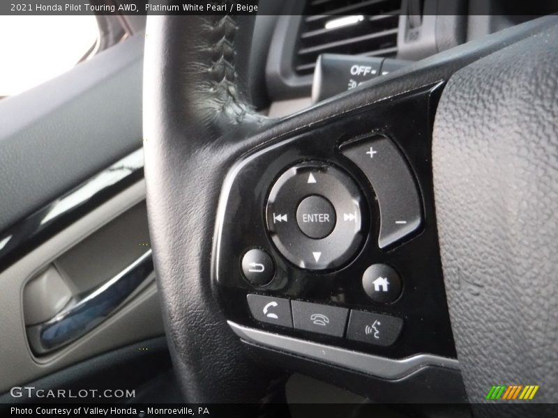 Platinum White Pearl / Beige 2021 Honda Pilot Touring AWD