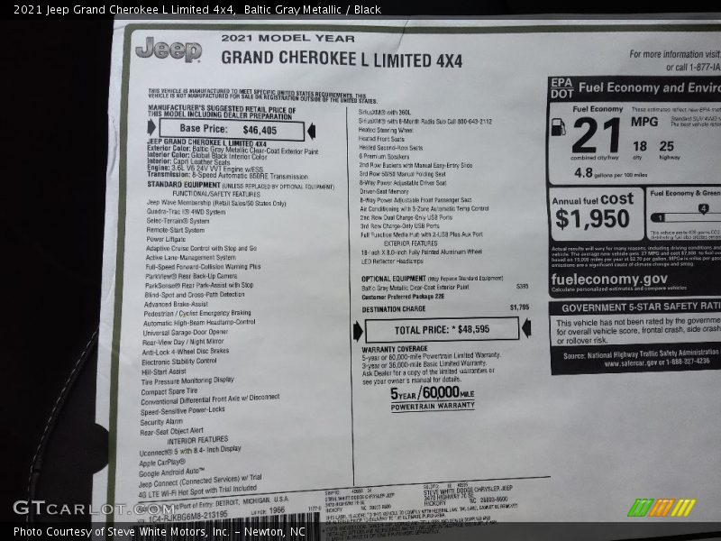 Baltic Gray Metallic / Black 2021 Jeep Grand Cherokee L Limited 4x4