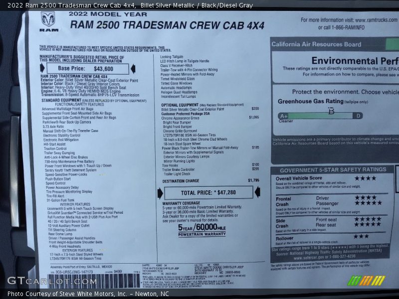 Billet Silver Metallic / Black/Diesel Gray 2022 Ram 2500 Tradesman Crew Cab 4x4