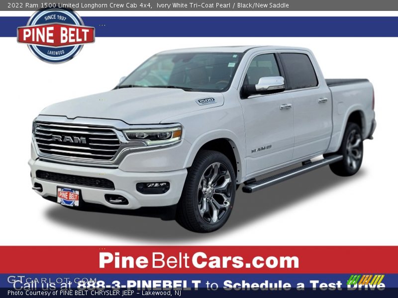 Ivory White Tri-Coat Pearl / Black/New Saddle 2022 Ram 1500 Limited Longhorn Crew Cab 4x4