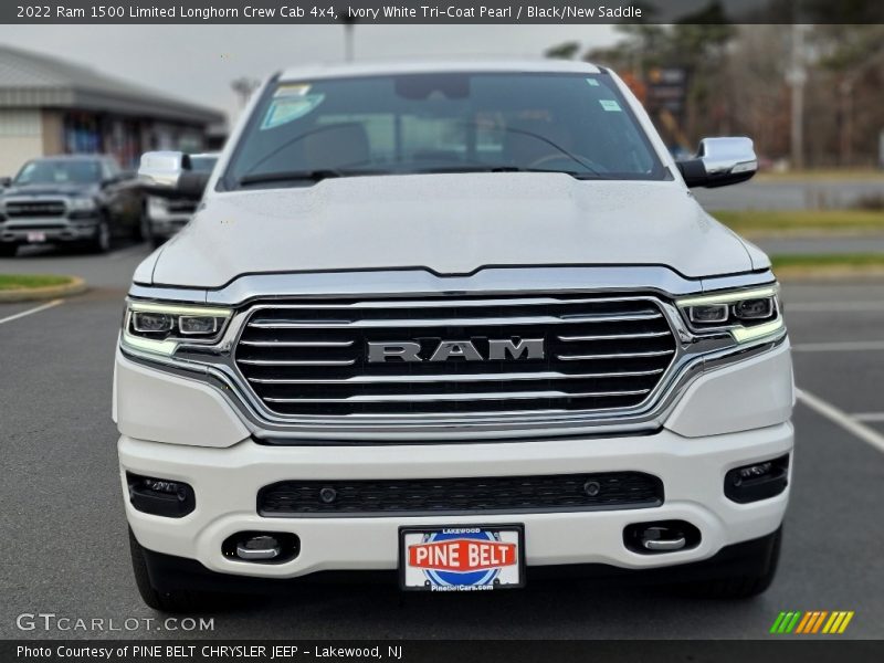Ivory White Tri-Coat Pearl / Black/New Saddle 2022 Ram 1500 Limited Longhorn Crew Cab 4x4