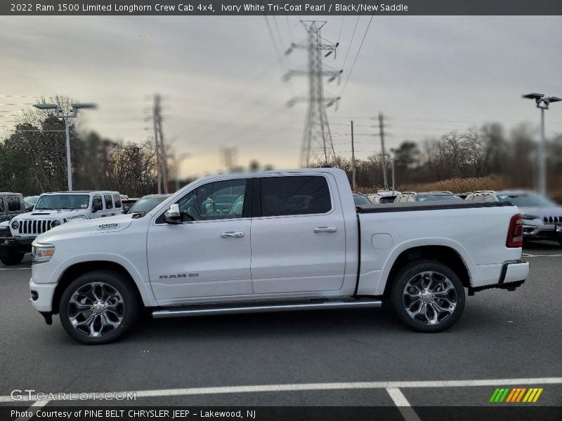 Ivory White Tri-Coat Pearl / Black/New Saddle 2022 Ram 1500 Limited Longhorn Crew Cab 4x4
