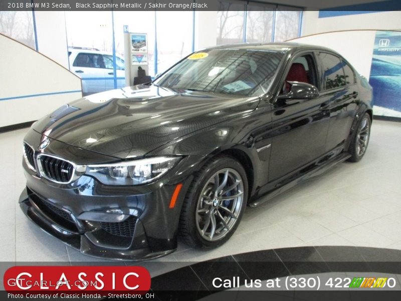 Black Sapphire Metallic / Sakhir Orange/Black 2018 BMW M3 Sedan