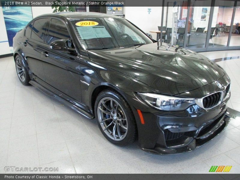 Black Sapphire Metallic / Sakhir Orange/Black 2018 BMW M3 Sedan