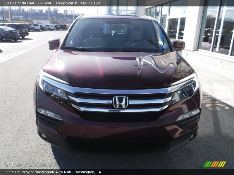 Deep Scarlet Pearl / Beige 2018 Honda Pilot EX-L AWD