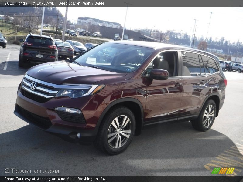 Deep Scarlet Pearl / Beige 2018 Honda Pilot EX-L AWD