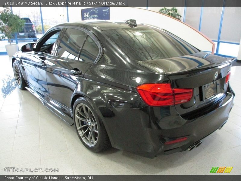 Black Sapphire Metallic / Sakhir Orange/Black 2018 BMW M3 Sedan