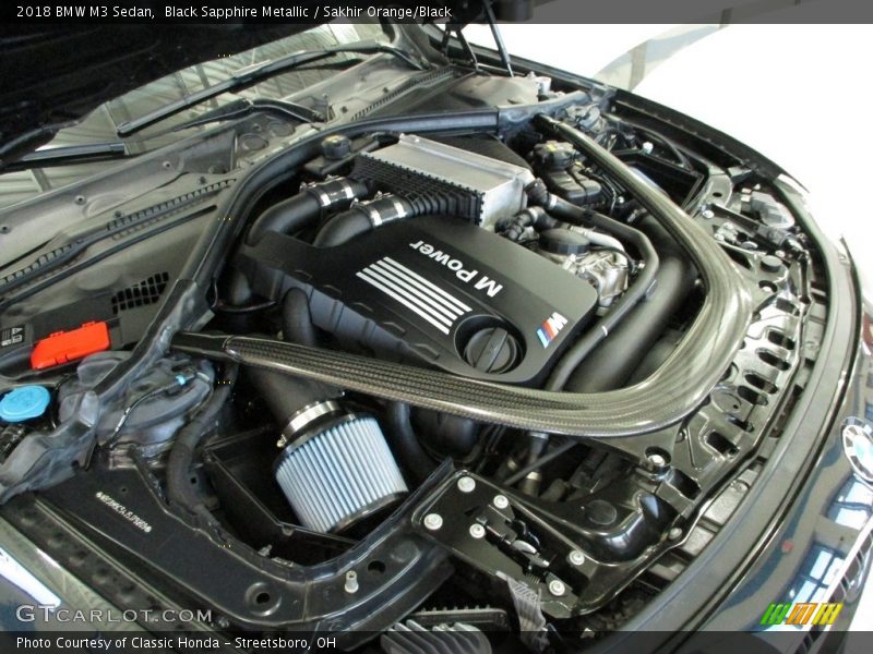 Black Sapphire Metallic / Sakhir Orange/Black 2018 BMW M3 Sedan