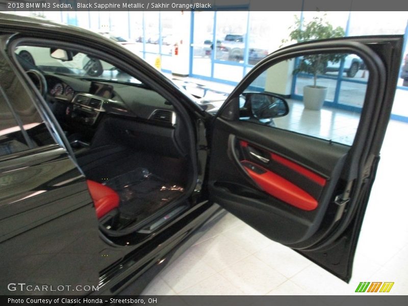 Black Sapphire Metallic / Sakhir Orange/Black 2018 BMW M3 Sedan