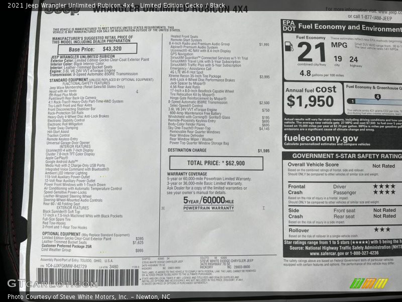 Limited Edition Gecko / Black 2021 Jeep Wrangler Unlimited Rubicon 4x4