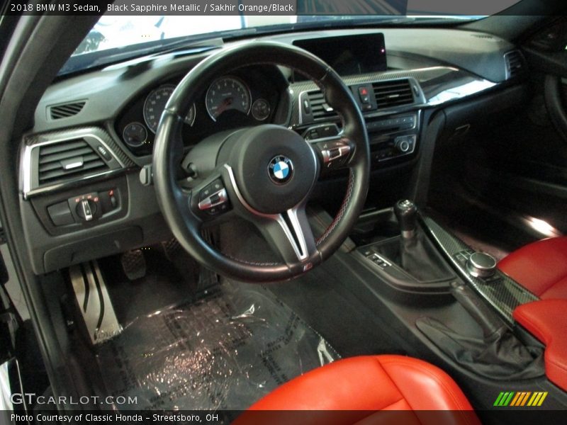 Black Sapphire Metallic / Sakhir Orange/Black 2018 BMW M3 Sedan