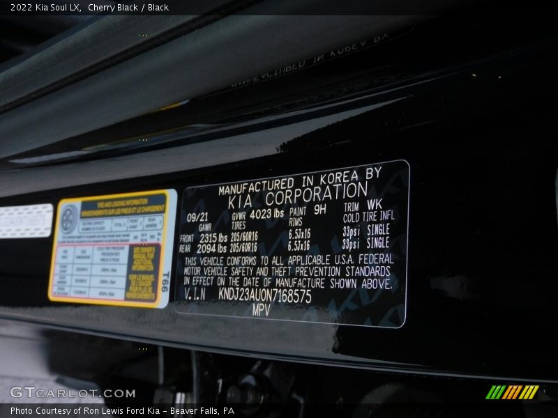 Cherry Black / Black 2022 Kia Soul LX
