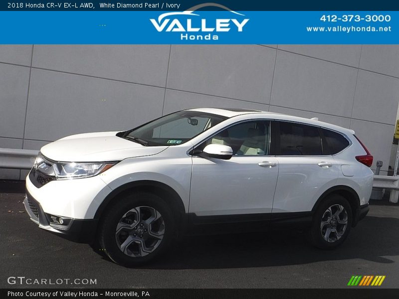 White Diamond Pearl / Ivory 2018 Honda CR-V EX-L AWD