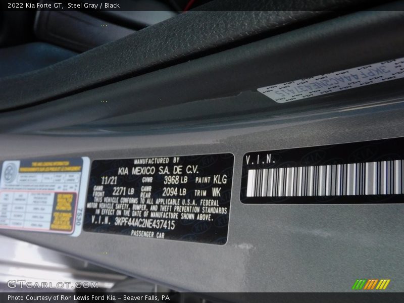 2022 Forte GT Steel Gray Color Code KLG