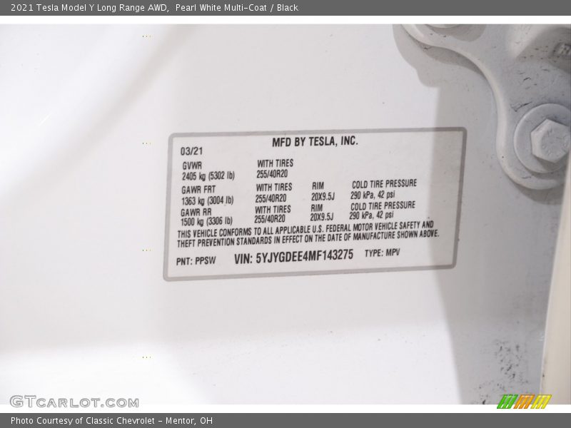 Pearl White Multi-Coat / Black 2021 Tesla Model Y Long Range AWD