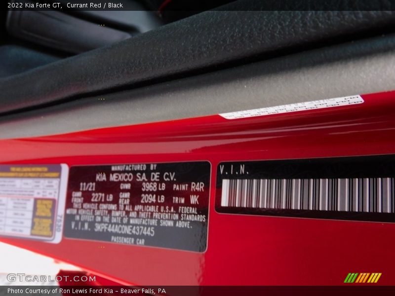 Currant Red / Black 2022 Kia Forte GT
