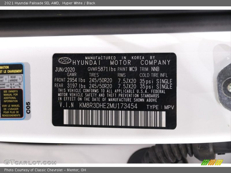 Hyper White / Black 2021 Hyundai Palisade SEL AWD