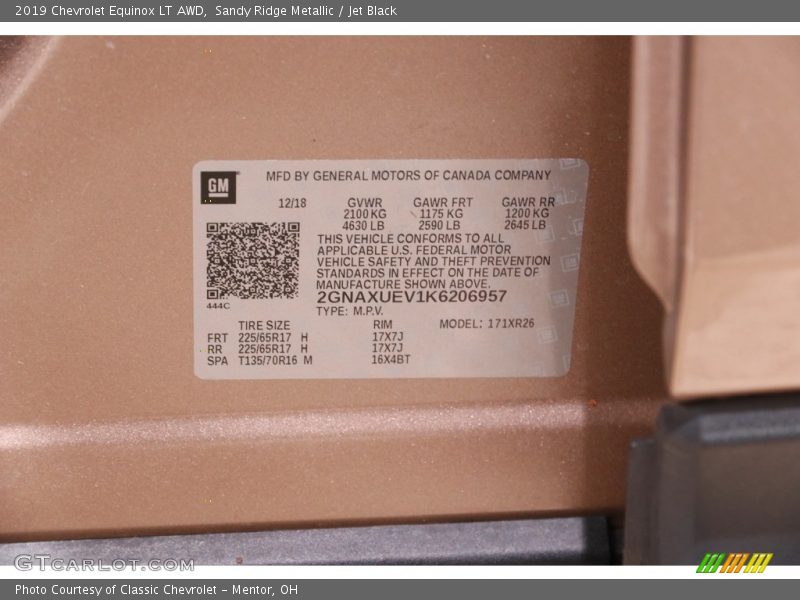 Sandy Ridge Metallic / Jet Black 2019 Chevrolet Equinox LT AWD