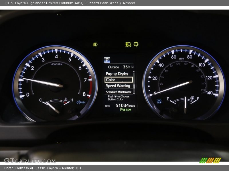 Blizzard Pearl White / Almond 2019 Toyota Highlander Limited Platinum AWD