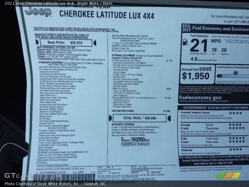 Bright White / Black 2021 Jeep Cherokee Latitude Lux 4x4
