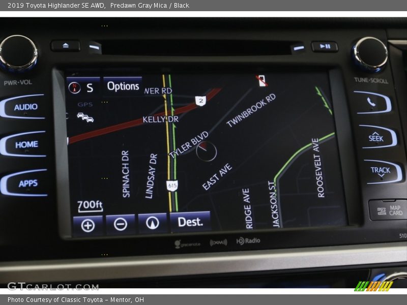 Predawn Gray Mica / Black 2019 Toyota Highlander SE AWD