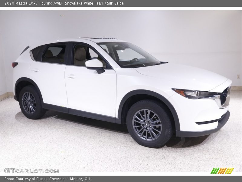 Snowflake White Pearl / Silk Beige 2020 Mazda CX-5 Touring AWD