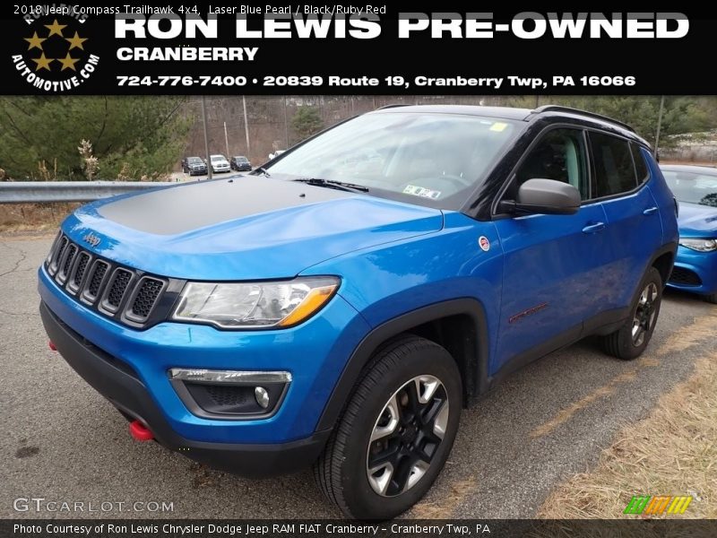 Laser Blue Pearl / Black/Ruby Red 2018 Jeep Compass Trailhawk 4x4
