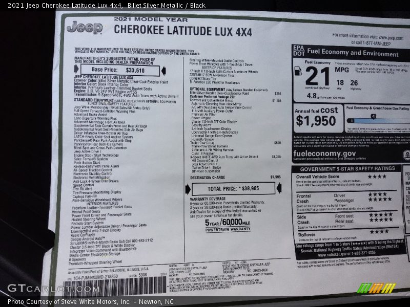Billet Silver Metallic / Black 2021 Jeep Cherokee Latitude Lux 4x4