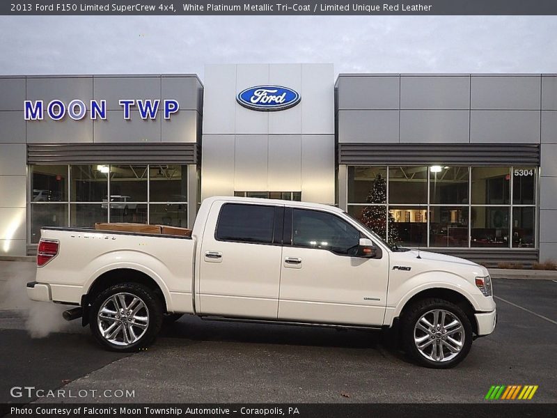 White Platinum Metallic Tri-Coat / Limited Unique Red Leather 2013 Ford F150 Limited SuperCrew 4x4