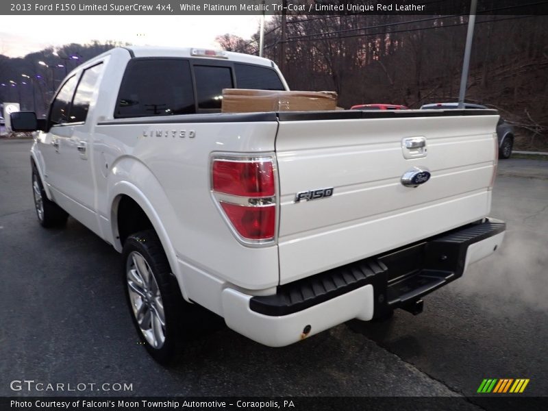 White Platinum Metallic Tri-Coat / Limited Unique Red Leather 2013 Ford F150 Limited SuperCrew 4x4