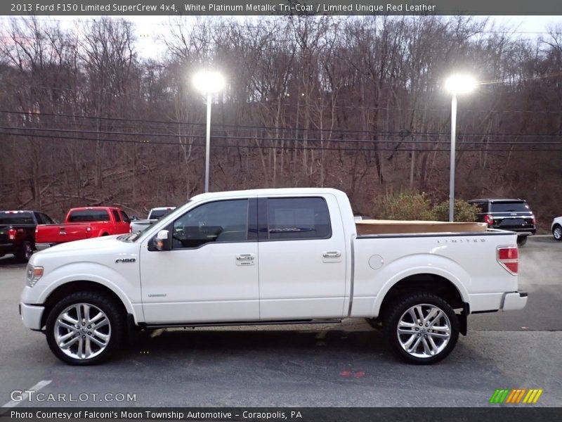 White Platinum Metallic Tri-Coat / Limited Unique Red Leather 2013 Ford F150 Limited SuperCrew 4x4