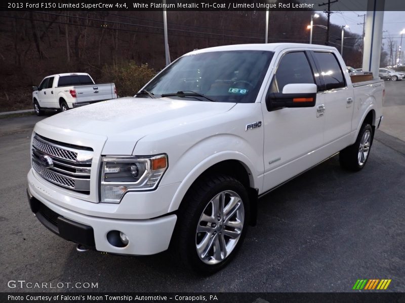 White Platinum Metallic Tri-Coat / Limited Unique Red Leather 2013 Ford F150 Limited SuperCrew 4x4