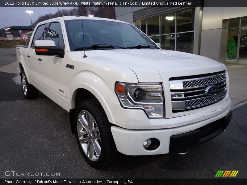 White Platinum Metallic Tri-Coat / Limited Unique Red Leather 2013 Ford F150 Limited SuperCrew 4x4