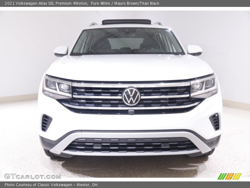 Pure White / Mauro Brown/Titan Black 2021 Volkswagen Atlas SEL Premium 4Motion
