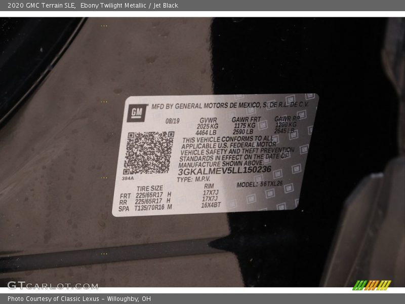 Ebony Twilight Metallic / Jet Black 2020 GMC Terrain SLE