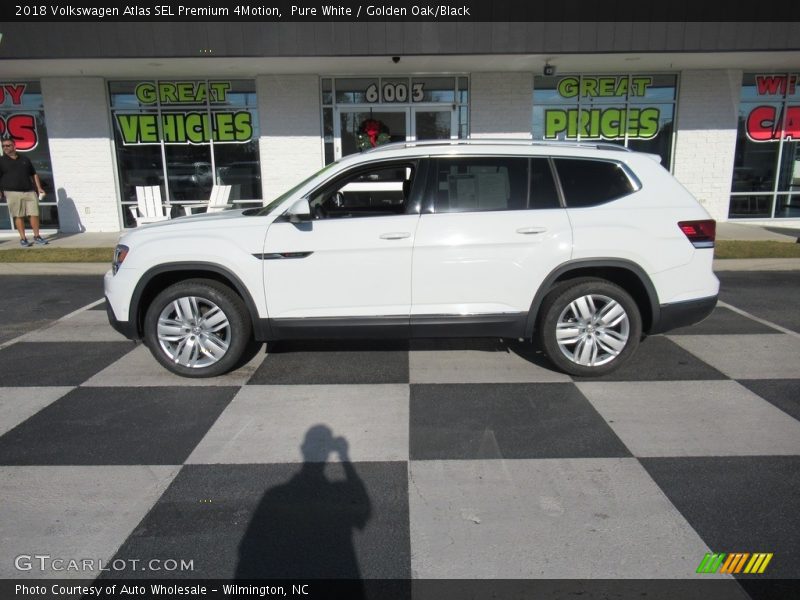 Pure White / Golden Oak/Black 2018 Volkswagen Atlas SEL Premium 4Motion