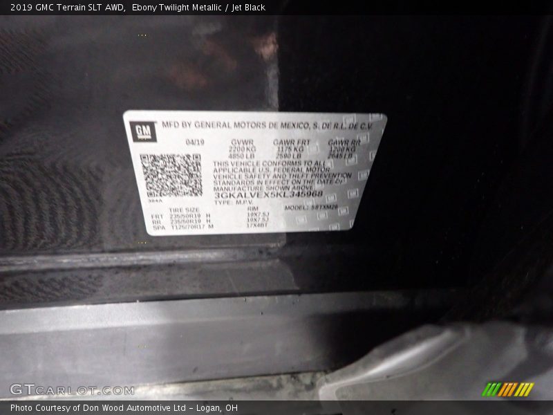 Ebony Twilight Metallic / Jet Black 2019 GMC Terrain SLT AWD