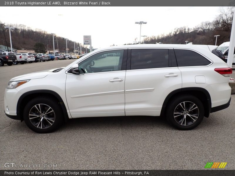 Blizzard White Pearl / Black 2018 Toyota Highlander LE AWD