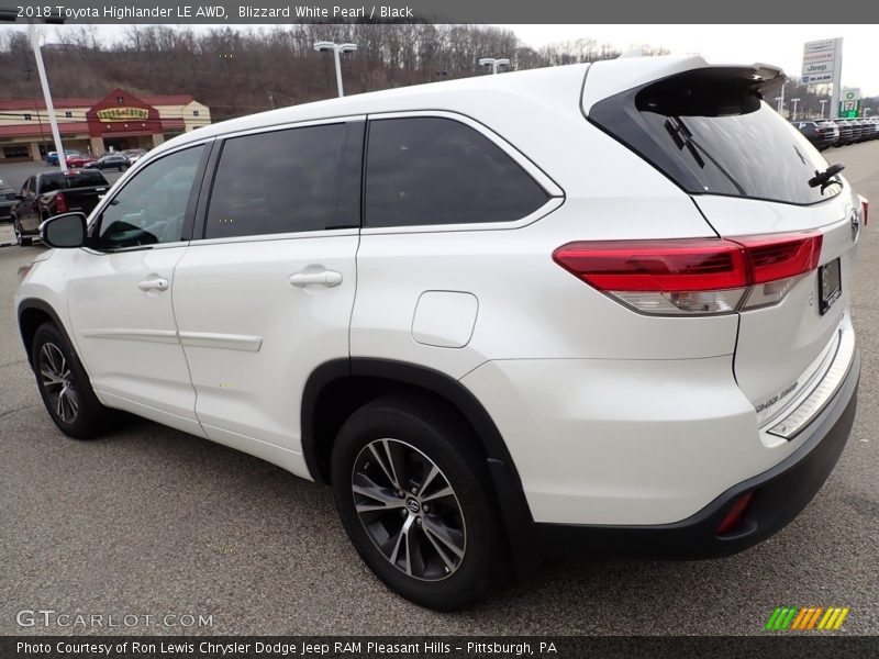 Blizzard White Pearl / Black 2018 Toyota Highlander LE AWD