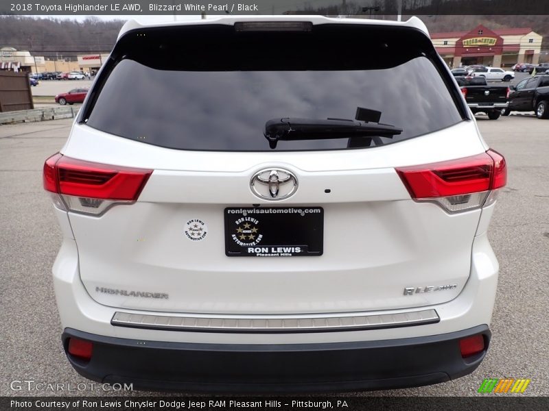 Blizzard White Pearl / Black 2018 Toyota Highlander LE AWD