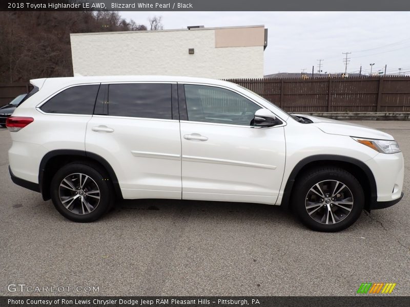 Blizzard White Pearl / Black 2018 Toyota Highlander LE AWD