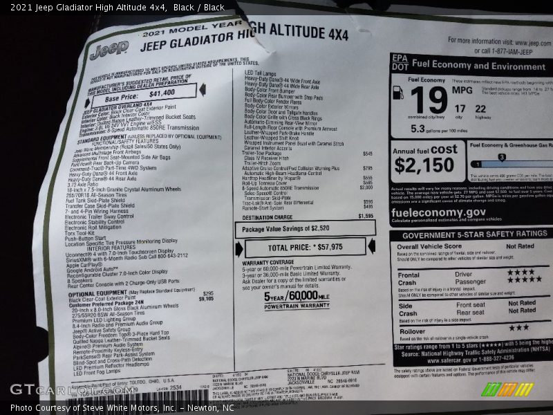 Black / Black 2021 Jeep Gladiator High Altitude 4x4