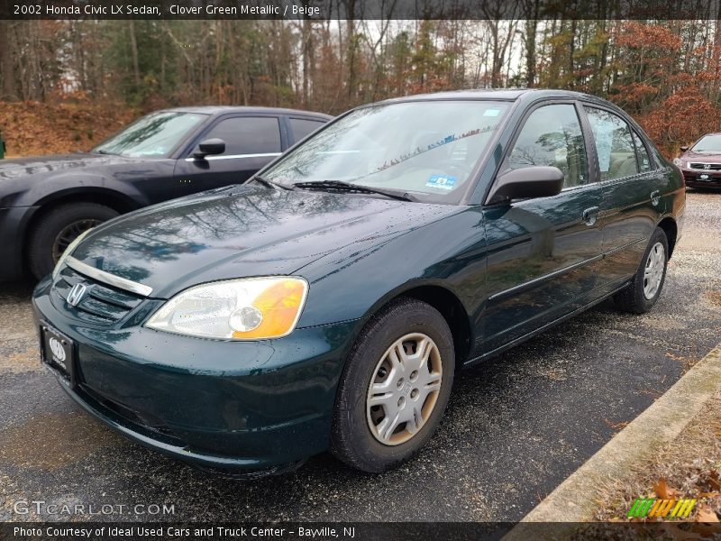 Clover Green Metallic / Beige 2002 Honda Civic LX Sedan