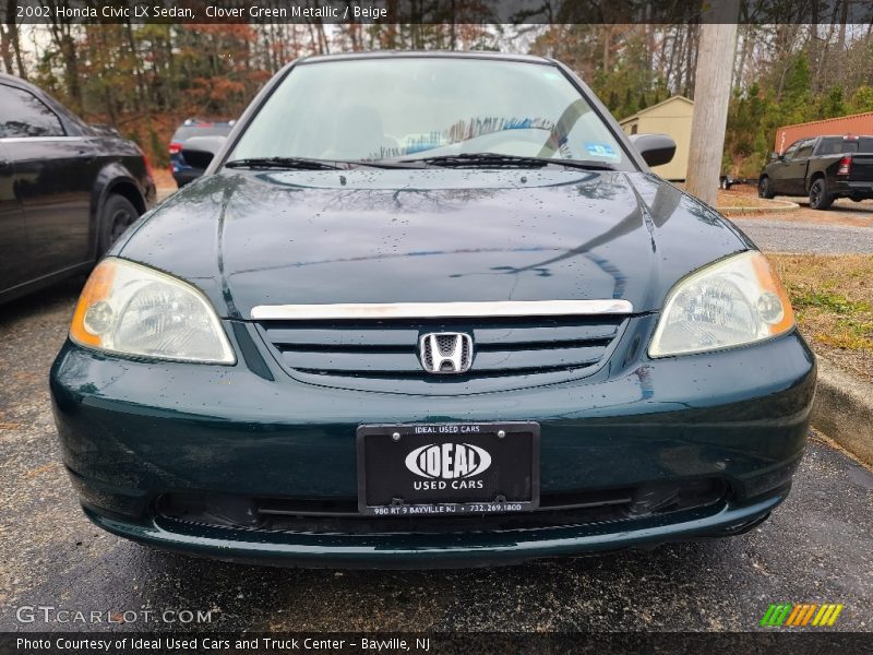 Clover Green Metallic / Beige 2002 Honda Civic LX Sedan