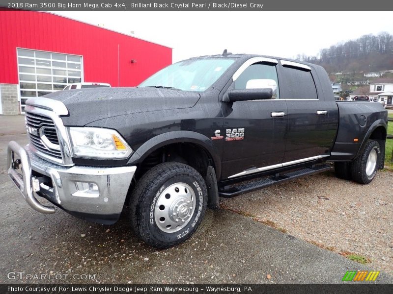 Brilliant Black Crystal Pearl / Black/Diesel Gray 2018 Ram 3500 Big Horn Mega Cab 4x4